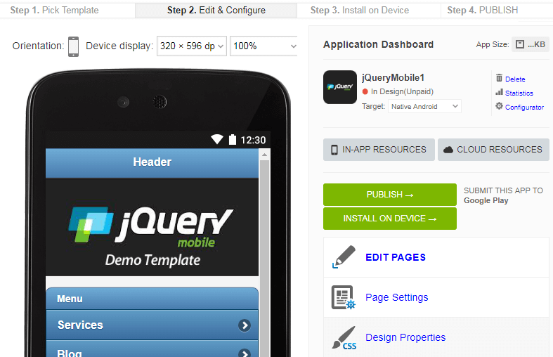 Application dashboard