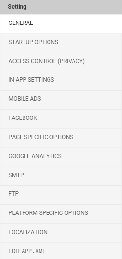 Application Settings table