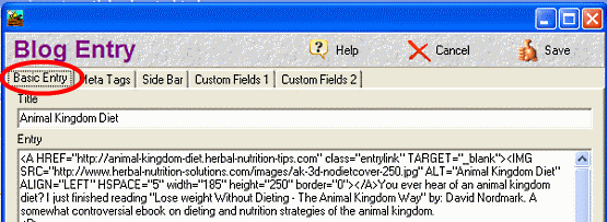 Blog entry editor - 7 diiferent entry types