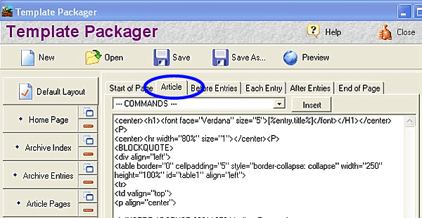 article tab