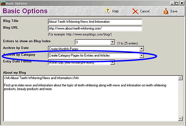 Basic options categories