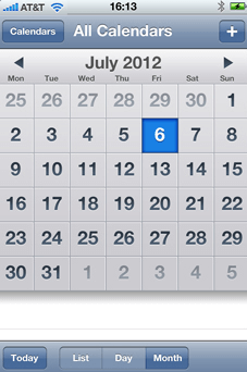 Screenshot of calendar on smartphone