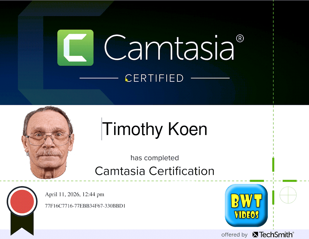 Camtasia 2026 Certification Certificate