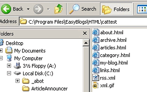 basic Easy Blogs pages with category page