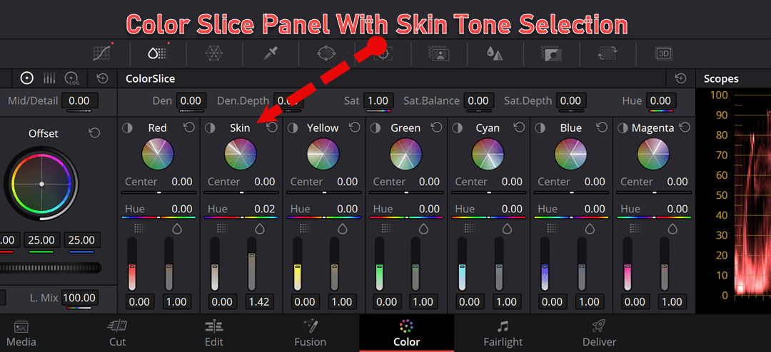 Color Slice palette in DaVinci Resolve 19