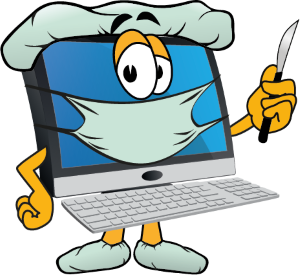 Computer doctor with scalpel