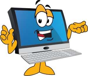 Computer with hands out