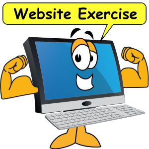 Computer cartoon saying website exercise