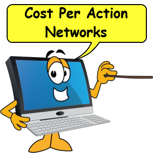 Computer with pointer saying cost per action networks