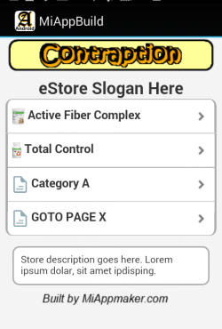 Home screen eith Menu options