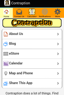 Contraption app home page