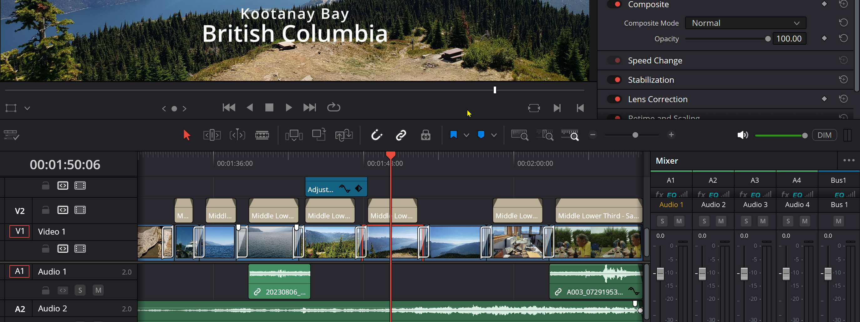 DaVinci Resolve timeline editor,