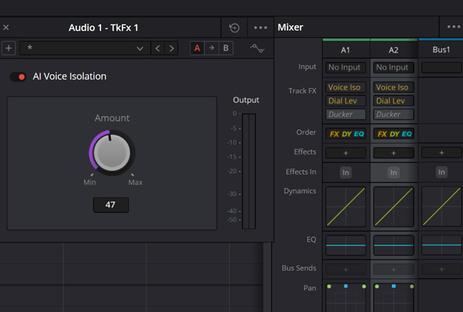 DaVinci Voice Iso Panel
