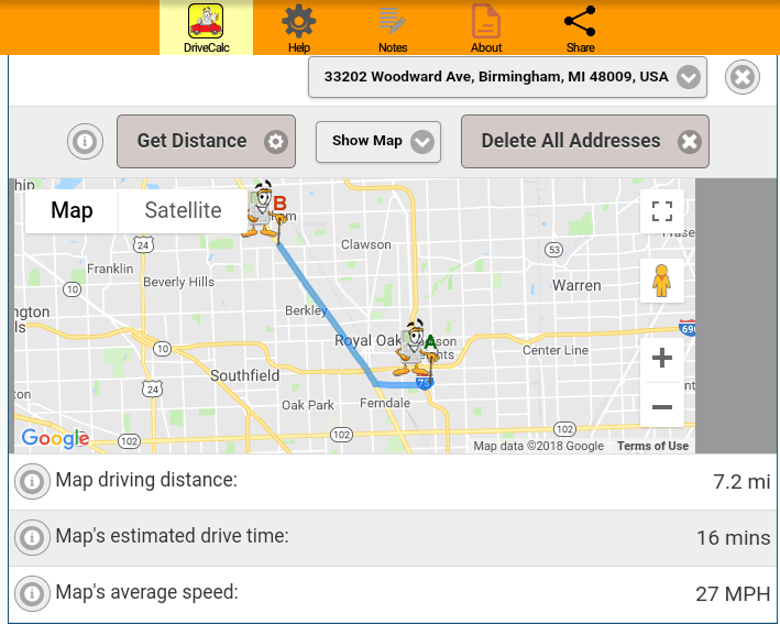 Distance By Road Calculator Drive Time Calculator Road Trip App Get Distance Time Eta Map Route Fuel  Reports