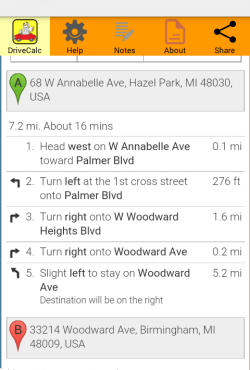 Drive Time Calculator Road Trip App Get Distance Time ETA Map Route