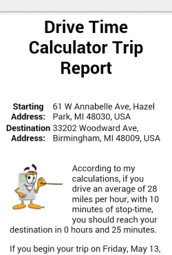 Drive Time Calculator Road Trip App Get Distance Time ETA Map Route ...