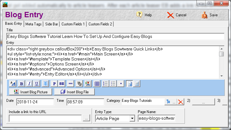 Easy Blogs Entry Editor