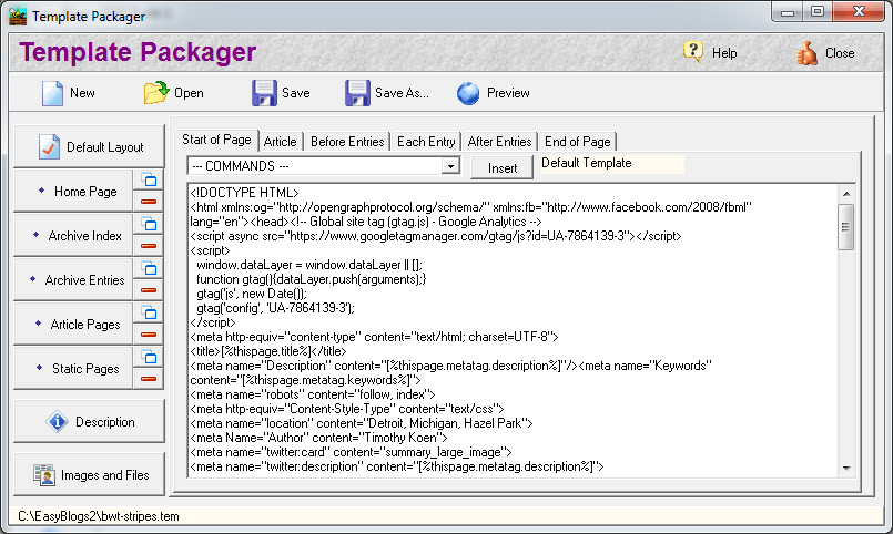 Easyblogs software template packager