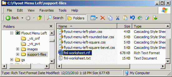 Flyout menu directory listing