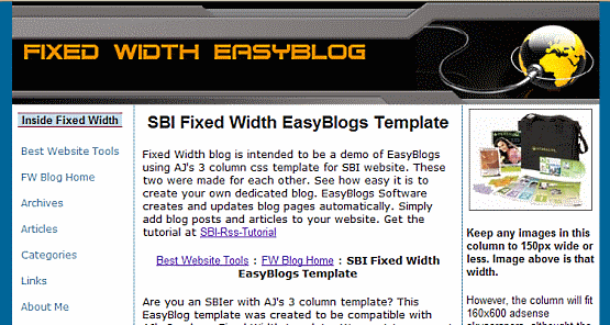 Fixed Width CSS template top