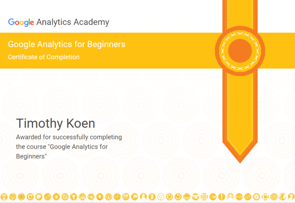 Google Analytics Certificate of Completion