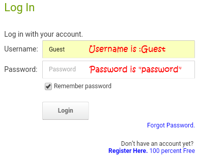 Login screen