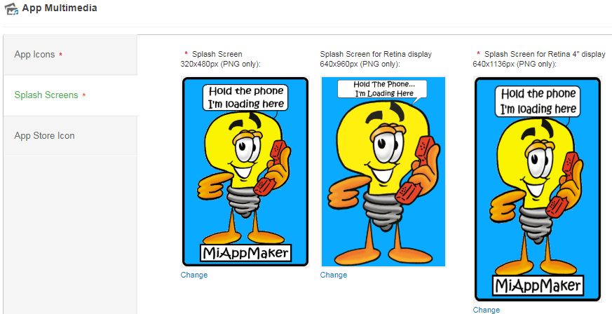 App Multimedia upload page