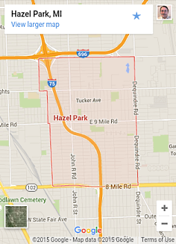 map of Hazel Park, MI.