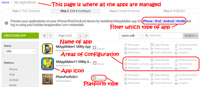 My Applications page