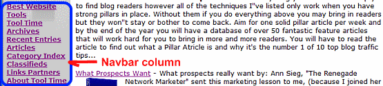 navbar column