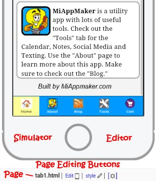 Main editing buttons