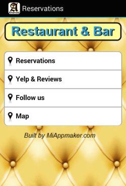 Reservations menu