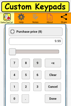 Custom Keypads screen