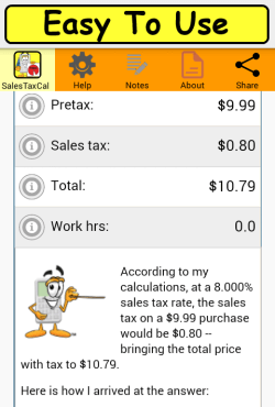 Sales Tax Calculator results page