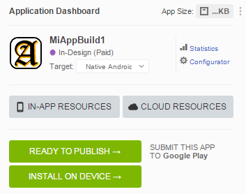 Screenshot of the mobile app editor