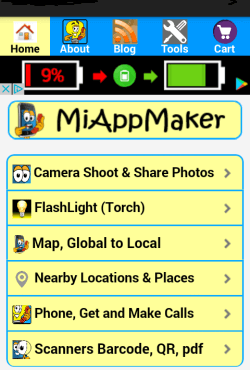 Home screen with Menu options