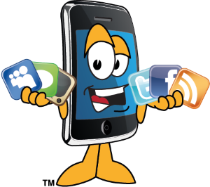 Smartphone holding rss icons