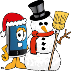 Smartphone with snowman