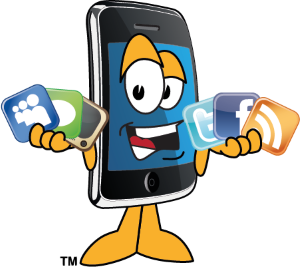 smartphone with social icons