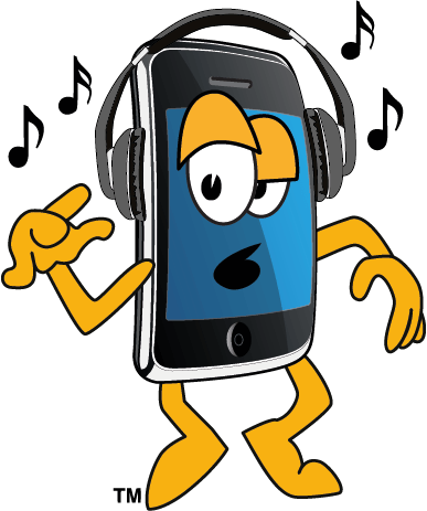 Smartphone listening to headphones. Smartphone listening to headphones.