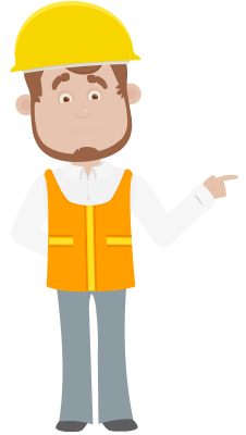 Toon Engineer pointing to right