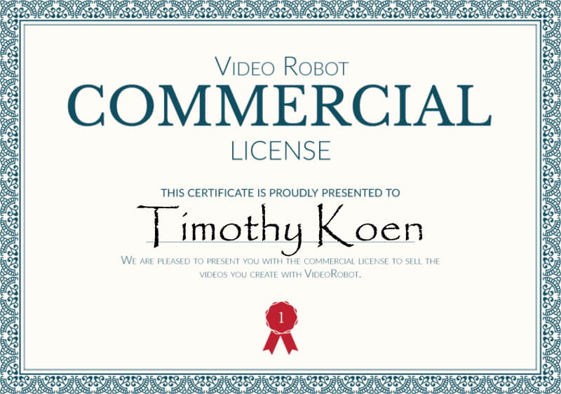 Video Robot commercial license