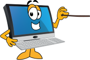 Computer cartoon with pointer