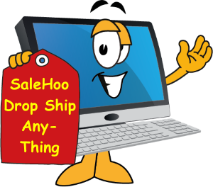 Computer with red tag says SaleHoo drop ship anything