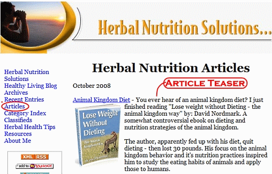 Article with teaser from Herbal Nutrition News blog