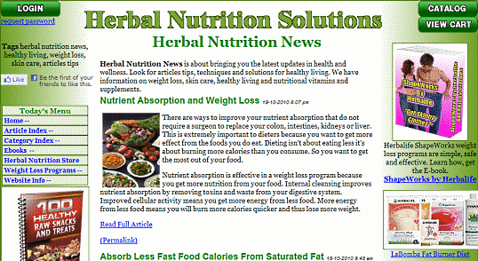 Herbal Nutrition News - full blown blog