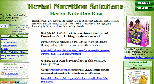 Herbal Nutrition Blog - mini site blog.