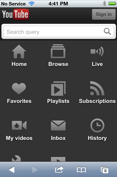 Screenshot of YouTube page