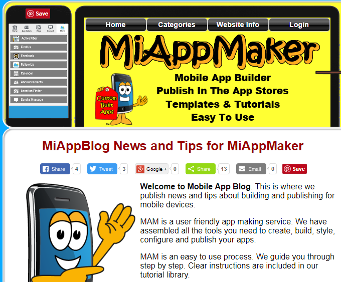 Miappmaker.com blog page.